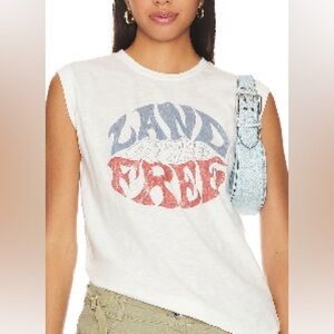 Land of the Free Moto Tee in White Size XS